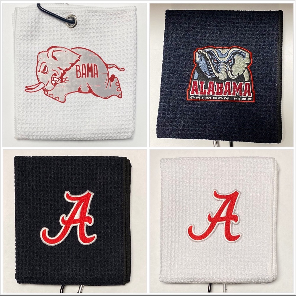 Alabama Crimson Tide Golf Towel, 12 x 20, with carabiner